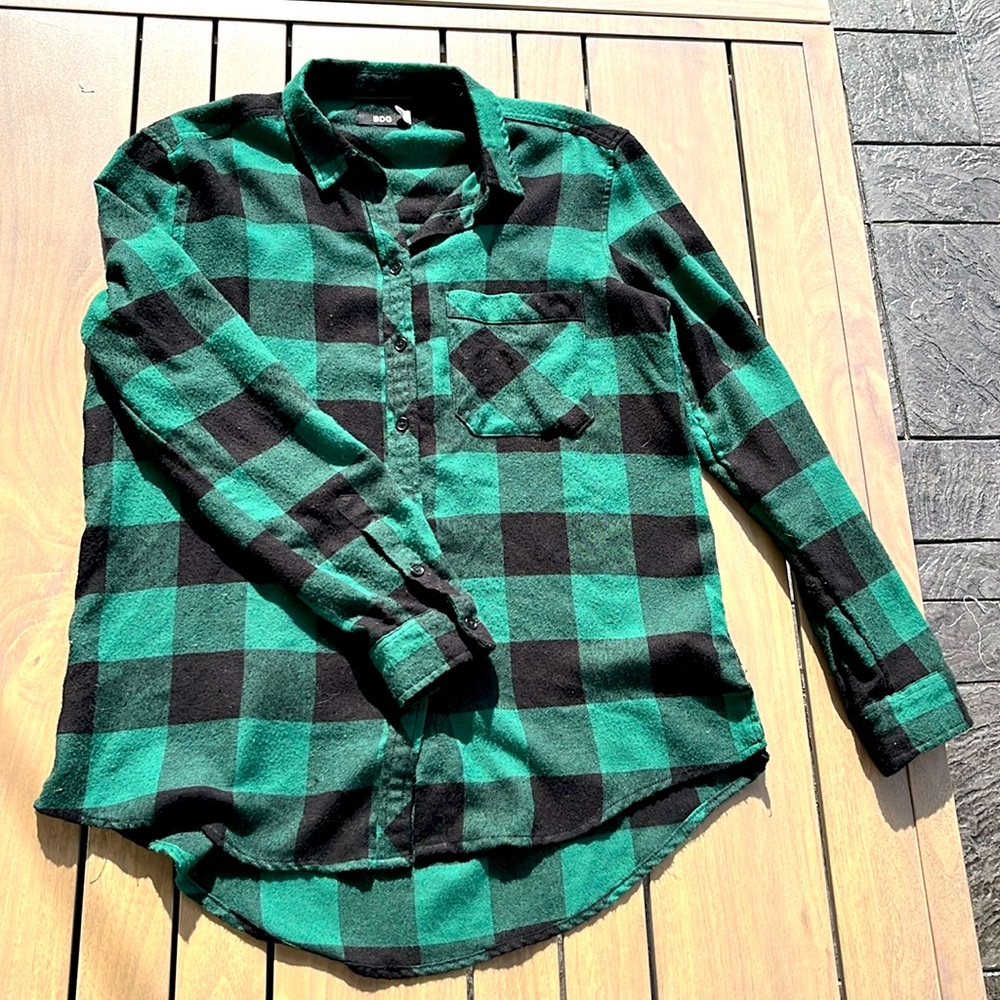 Green and Black BDG Flannel Size S